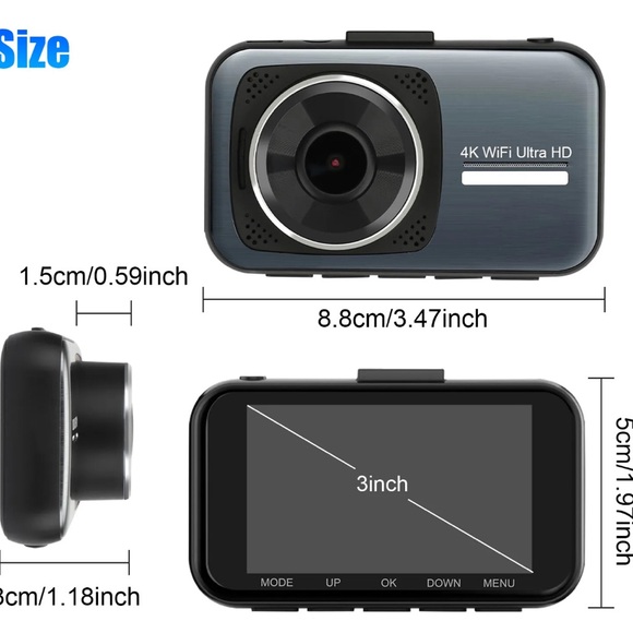 4K HD 1080P DVR Car Dual Lens Dash Cam Front/Rear Video Recorder Cam Gsensor New - Picture 11 of 15